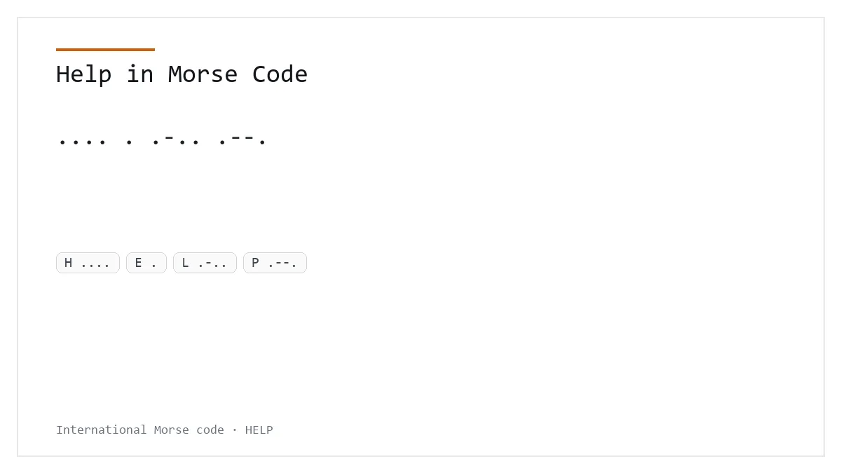À l’aide en code Morse — .... . .-.. .--.