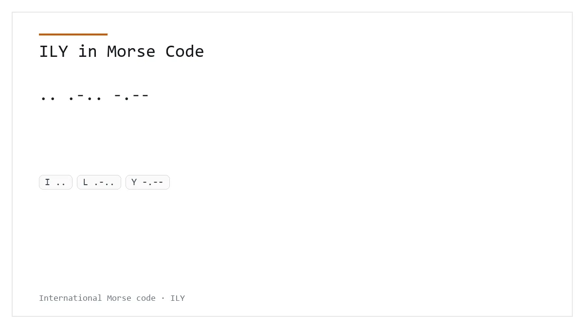 ILY in Morse Code — .. .-.. -.-- International Morse initials card